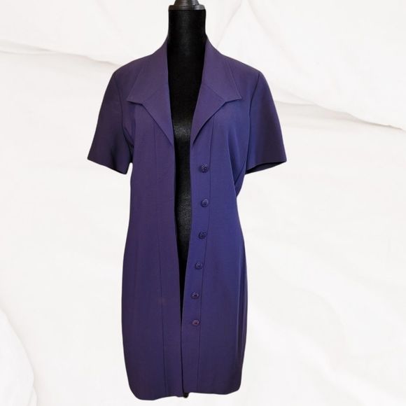 Celine Vintage Button-Up Dress โ Dark Blue, Classic Midi, Size 38 (US 6/8) - Picture 7 of 16